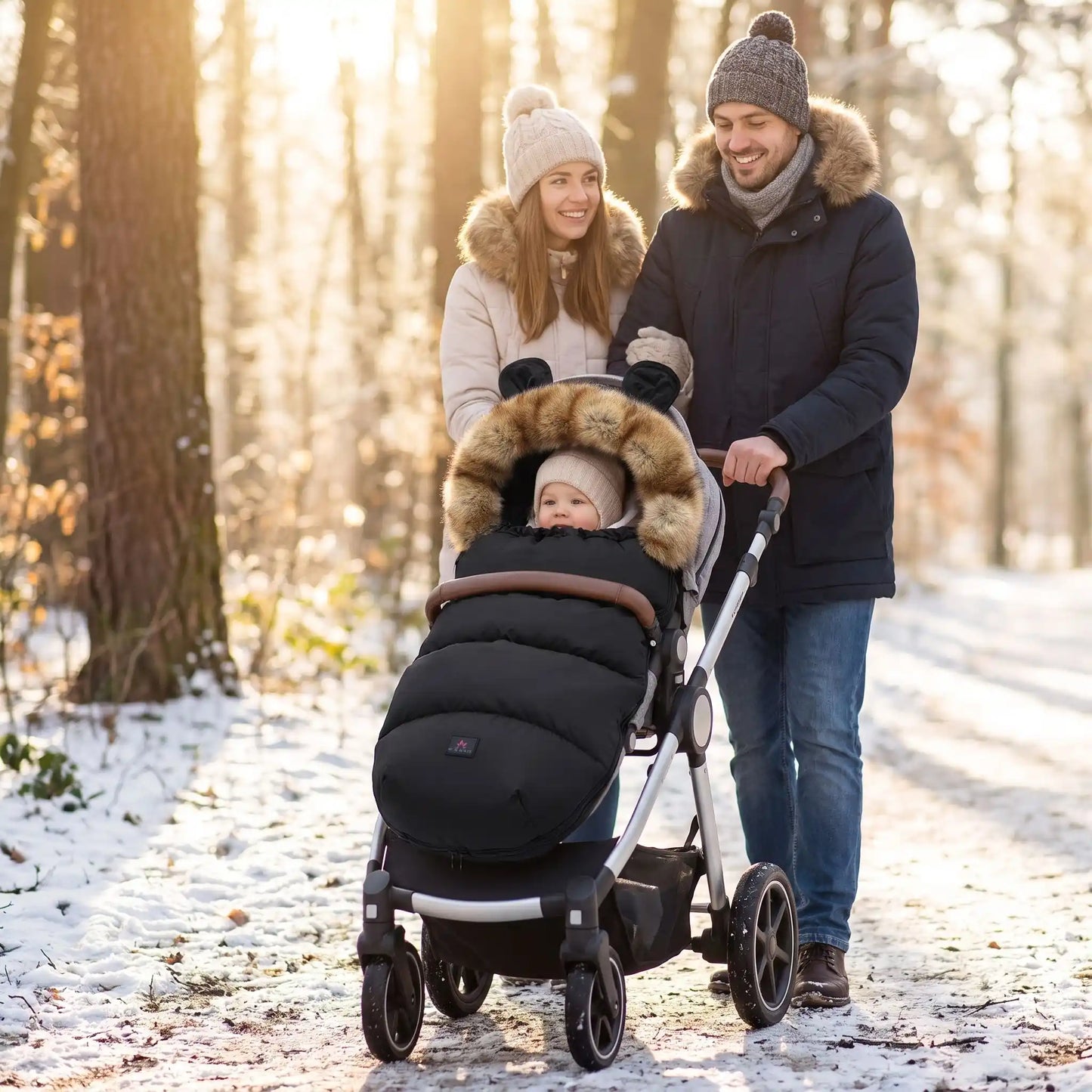 chanceliere bebe imperdoux avec bébé au bois avec sa famille