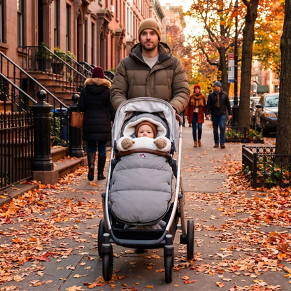 chanceliere bebe snug avec bébé en ville avec maman 