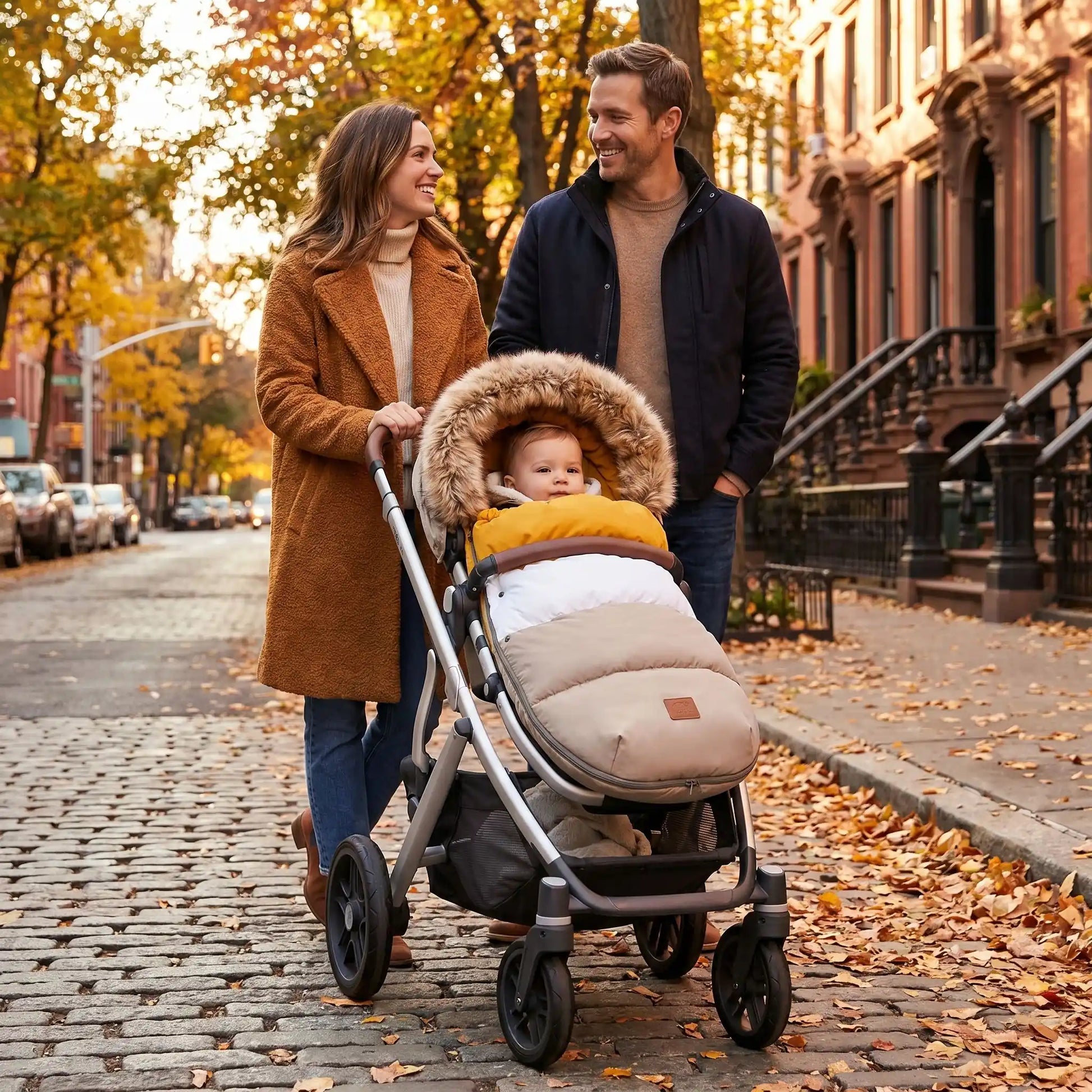 chancelière chaude babyunivers avec bébé en ville avec sa famille