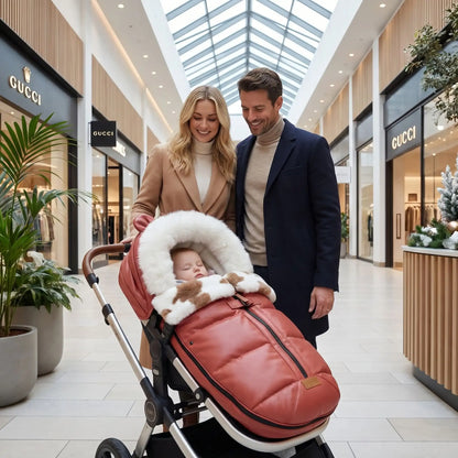 chanceliere chaude impermeable velours avec bebe et sa famille au centre d'achat