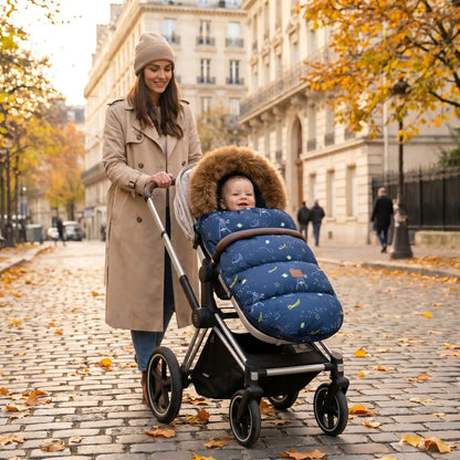 chanceliere chaude poussette babysmooth avec bébé en ville avec maman