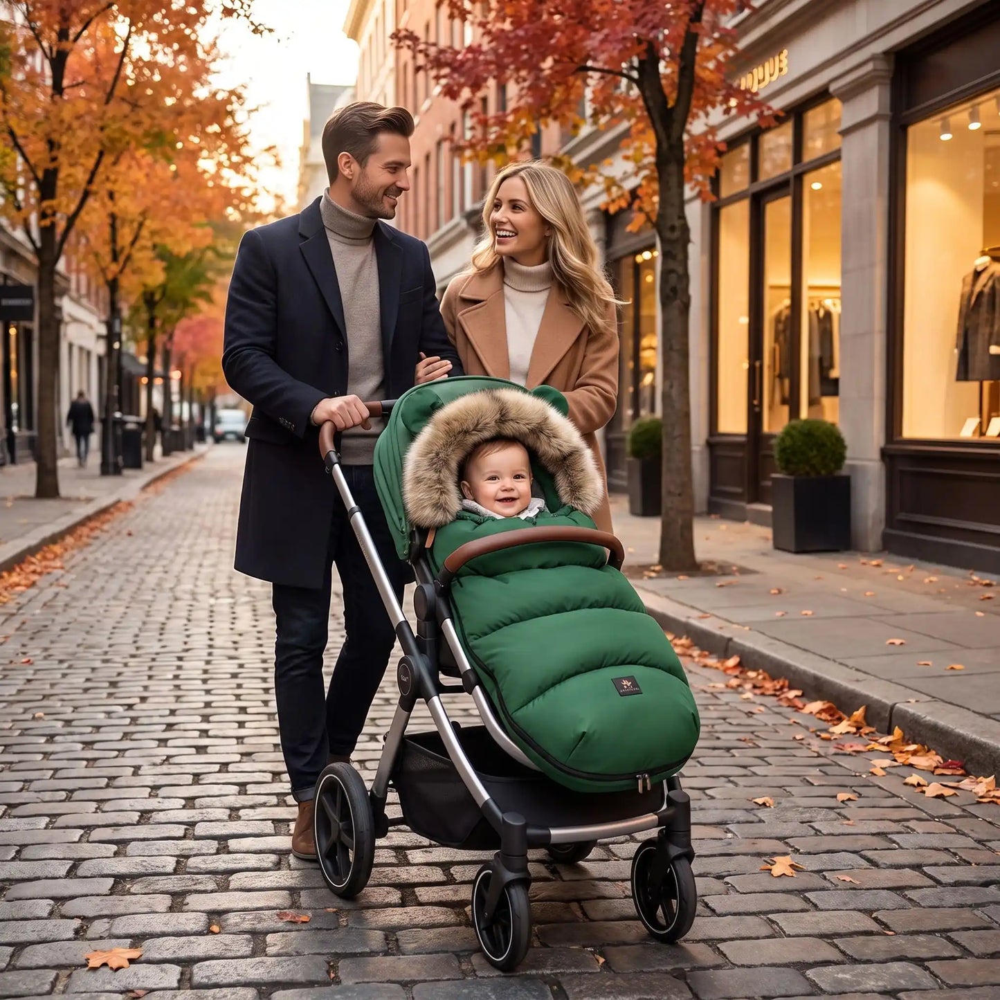 chanceliere cosy douxhiver avec bébé en ville avec sa famille