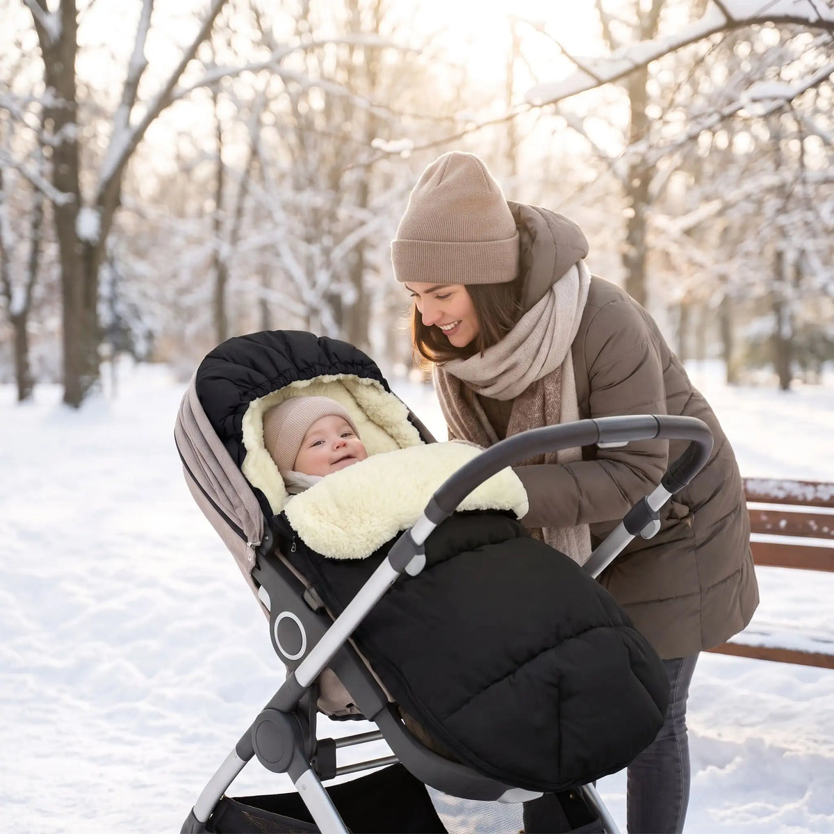 chanceliere cosy thermoglisse avec bébé au parc avec maman
