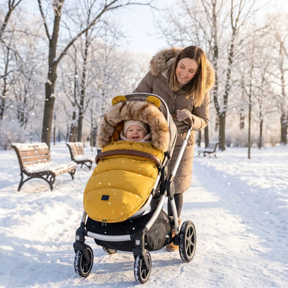 chancelière hiver bébé  Windproof avec bébé au parc avec maman