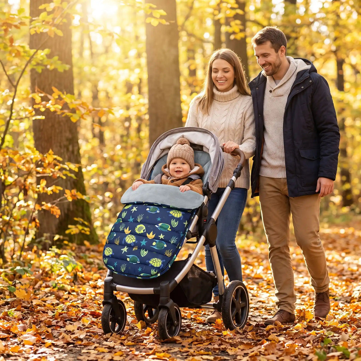 chanceliere hiver sweet avec bébé au bois avec famille