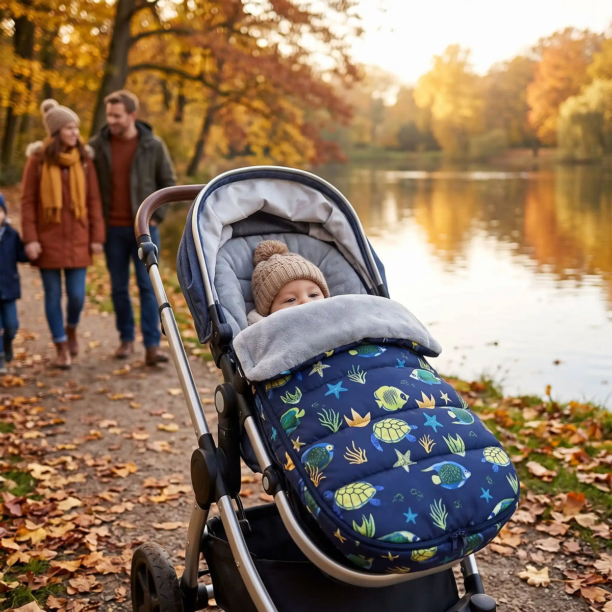 chanceliere hiver sweet avec bébé au bord d'eau avec famille