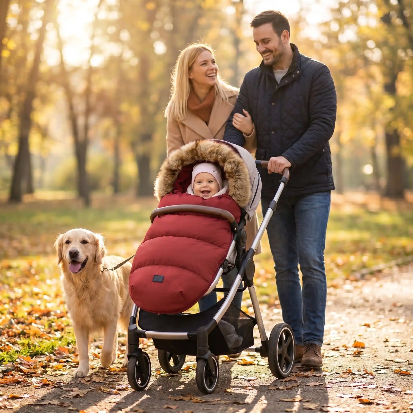 chancelière hyper chaude doux hiver avec bébé au parc avec sa famille