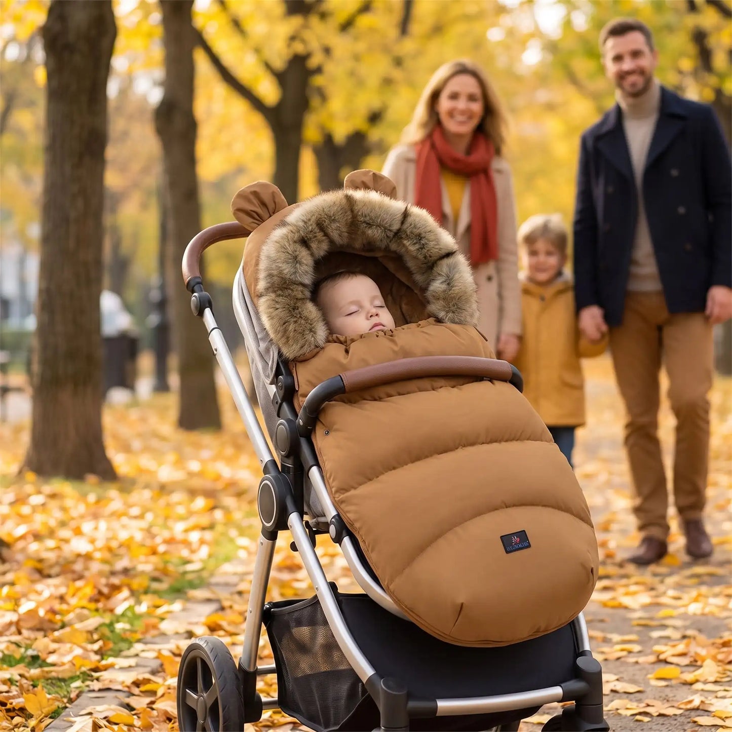 chanceliere poussette 24/36 mois cute avec bébé au parc avec famille