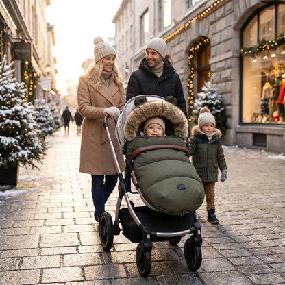 chanceliere poussette chaude cocon douillet avec bébé en ville avec sa famille 