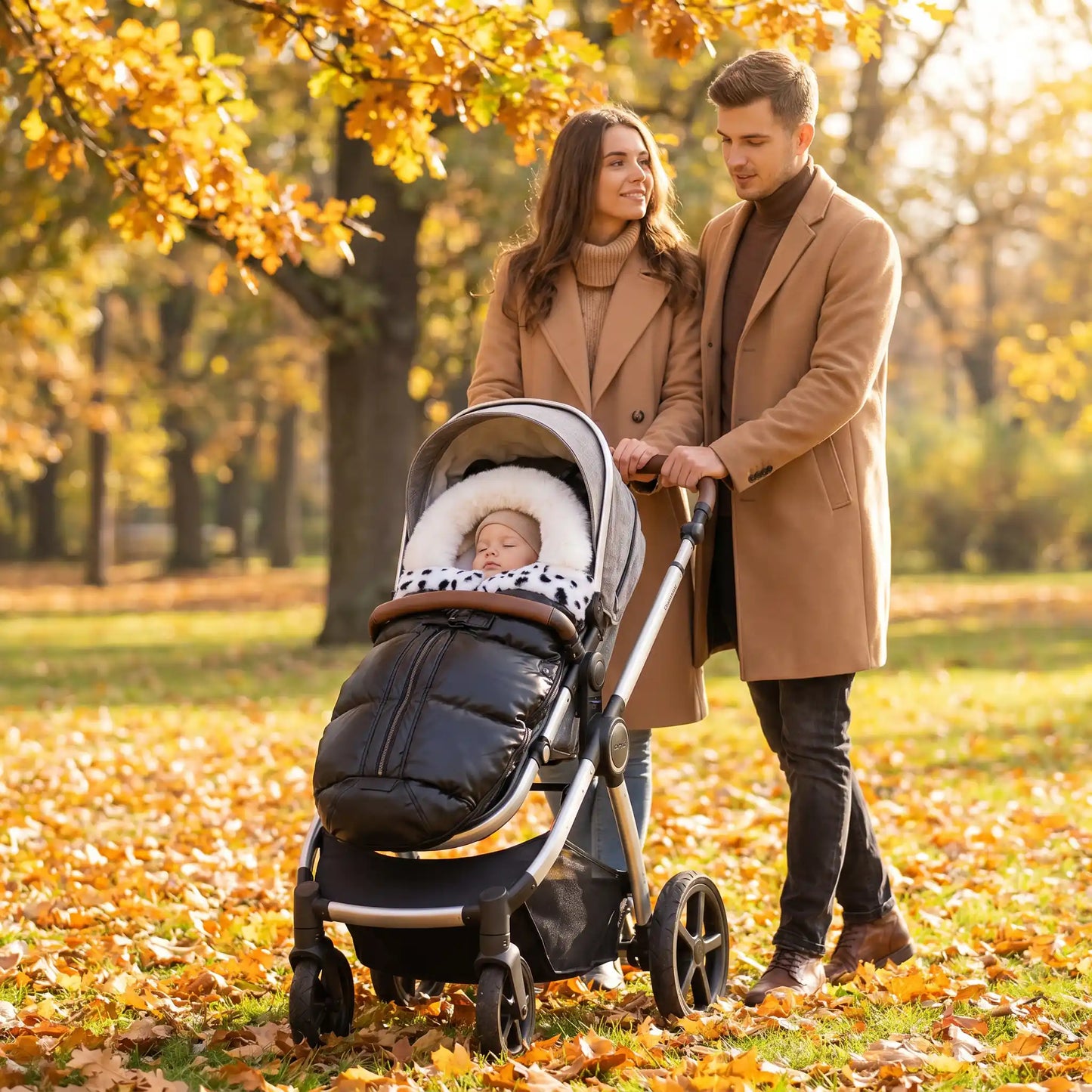 chanceliere ultra chaude babyvelour avec bébé au parc avec sa famille