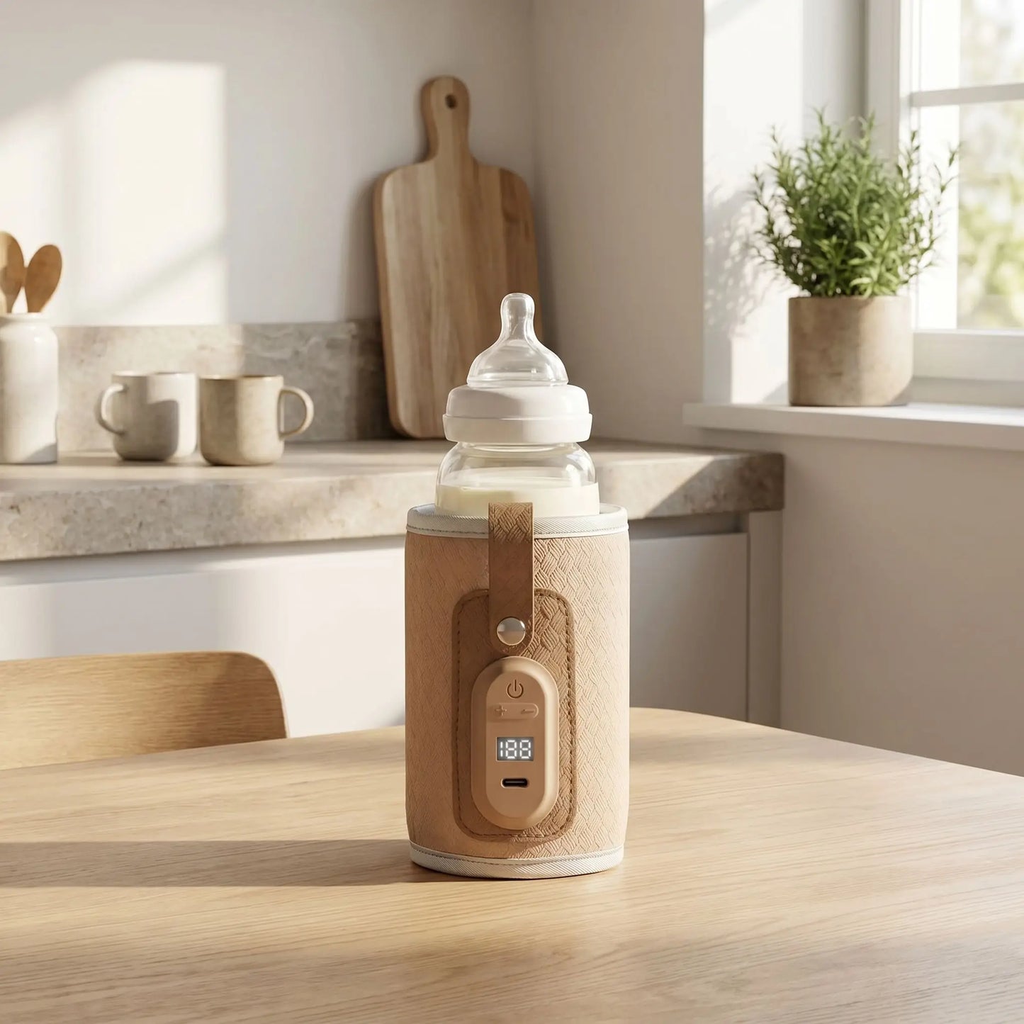 chauffe biberon autonome babyflash sur la table dans la cuisine