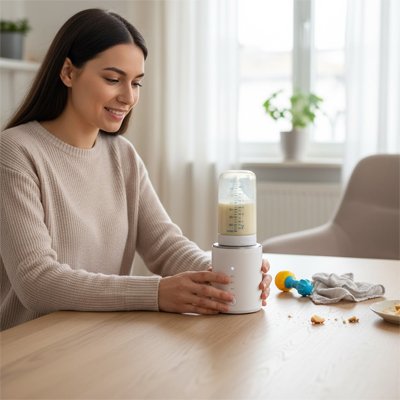 chauffe biberon portable rapide sur la table avec maman