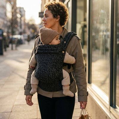 maman avec bébé dans porte-bébé sécurité 