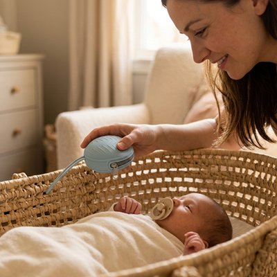 maman avec boite a tetine bebe compacte dans chambre avec bébé 
