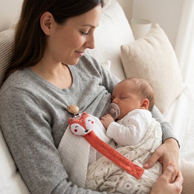 maman et bébé avec attache tétine bébé mignon