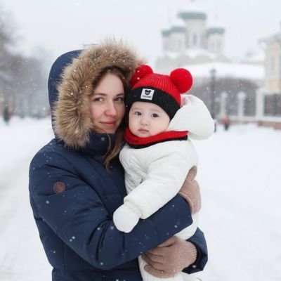 maman porte bébé avec bonnet bebe satiné
