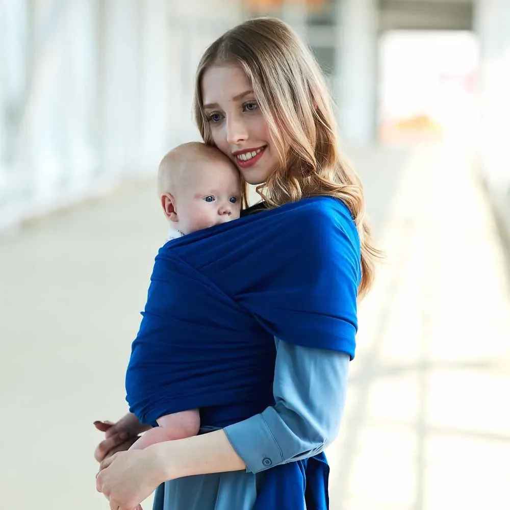 maman porte bébé en écharpe de portage bébé coton extensible