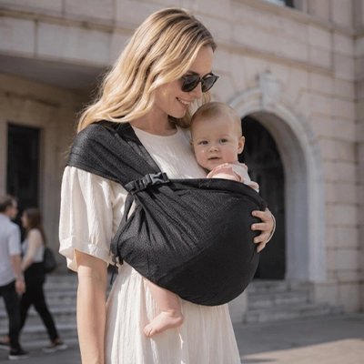 maman porte bébé en echarpe portage été vive 