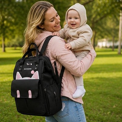 maman porte sac à langer à dos imperméable éclair avec bébé