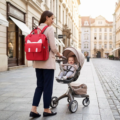 maman porte au dos sac a langer urban chic parent avec bébé