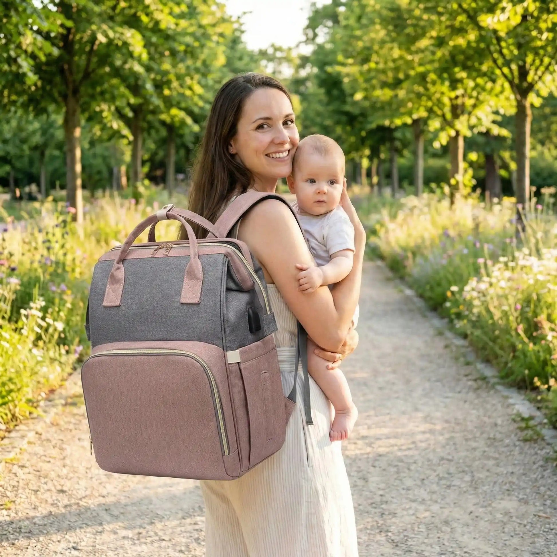 maman porte sac a dos a langer multifonction avec bébé