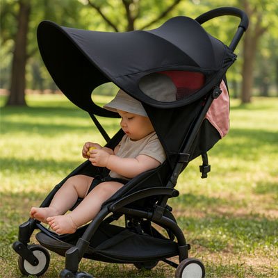 par soleil pour poussette parasol fixé sur poussette avec bébé​ 