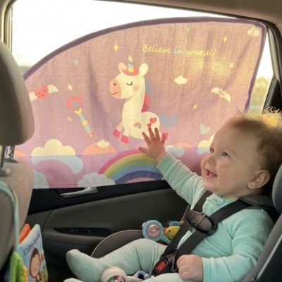 pare soleil pour bebe abri sur le vitre avec bébé
