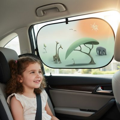 pare soleil voiture idéal fixé sur vitre d'auo avec bébé