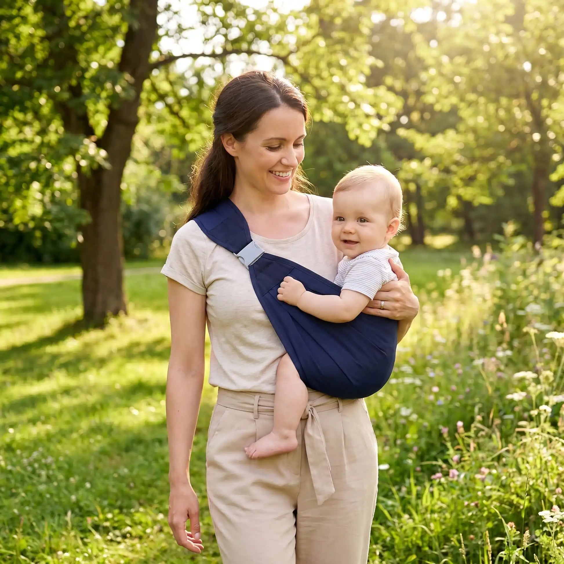 porte bebe hanche airblack avec bébé et maman au parc