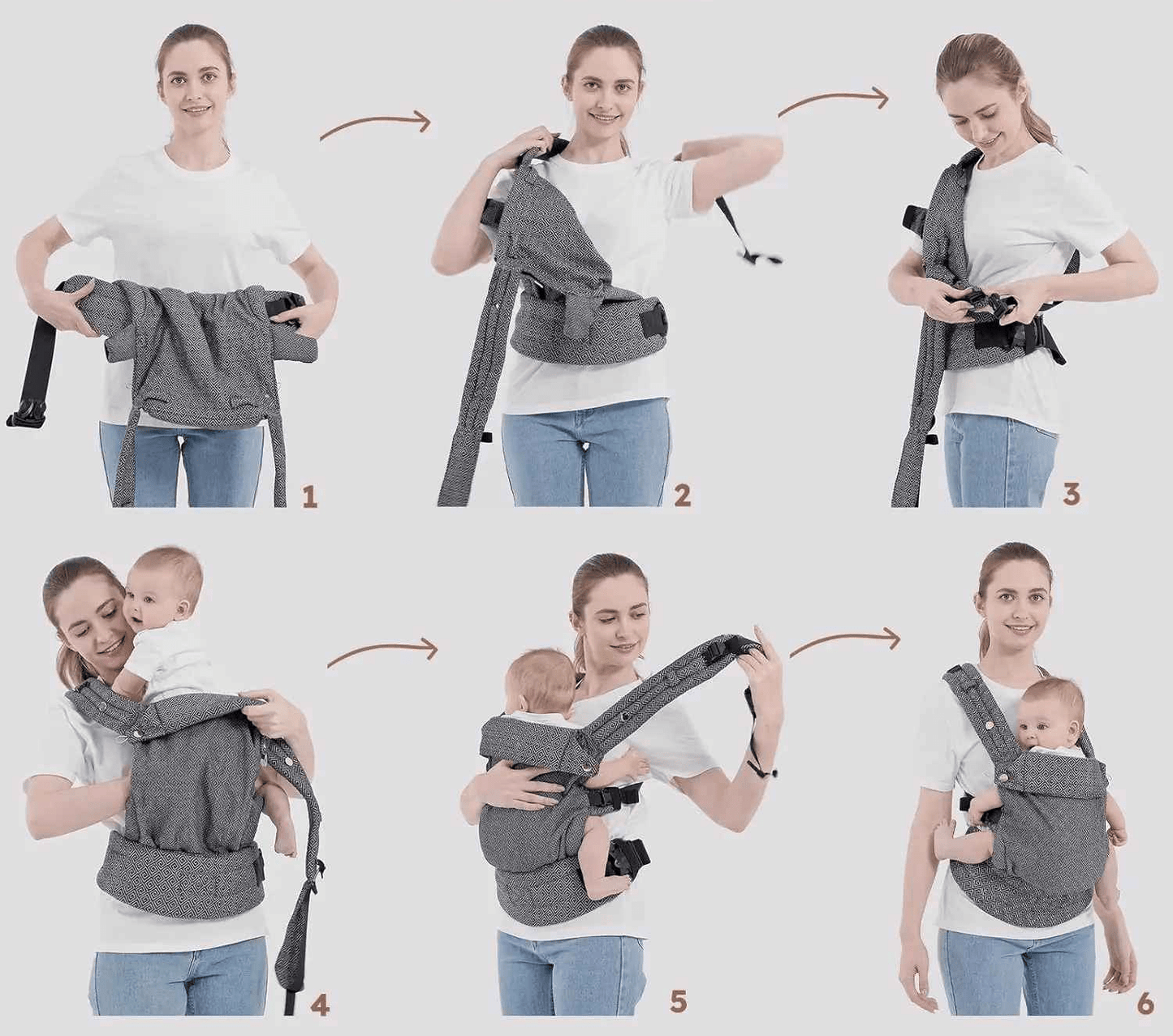 porte-bébé physiologique coton naturel étapes de portage