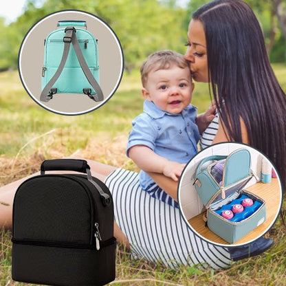 porte biberon pratikMom à coté de bébé et maman dans la nature