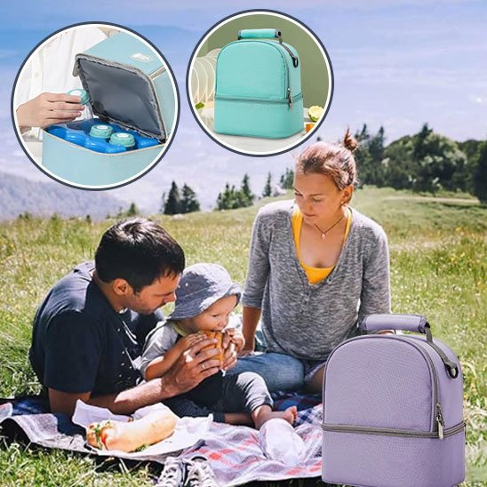 porte biberon pratikMom sur la couverture à coté de maman, papa et bebe