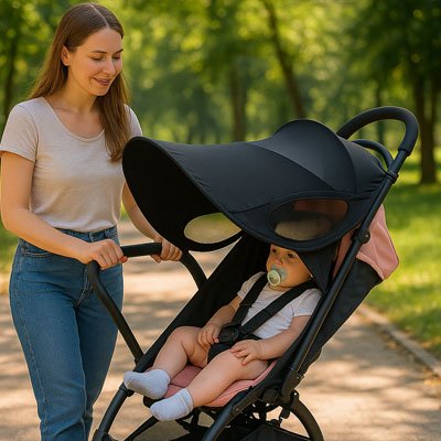 poussette avec par soleil pour poussette​ avec bébé et maman 