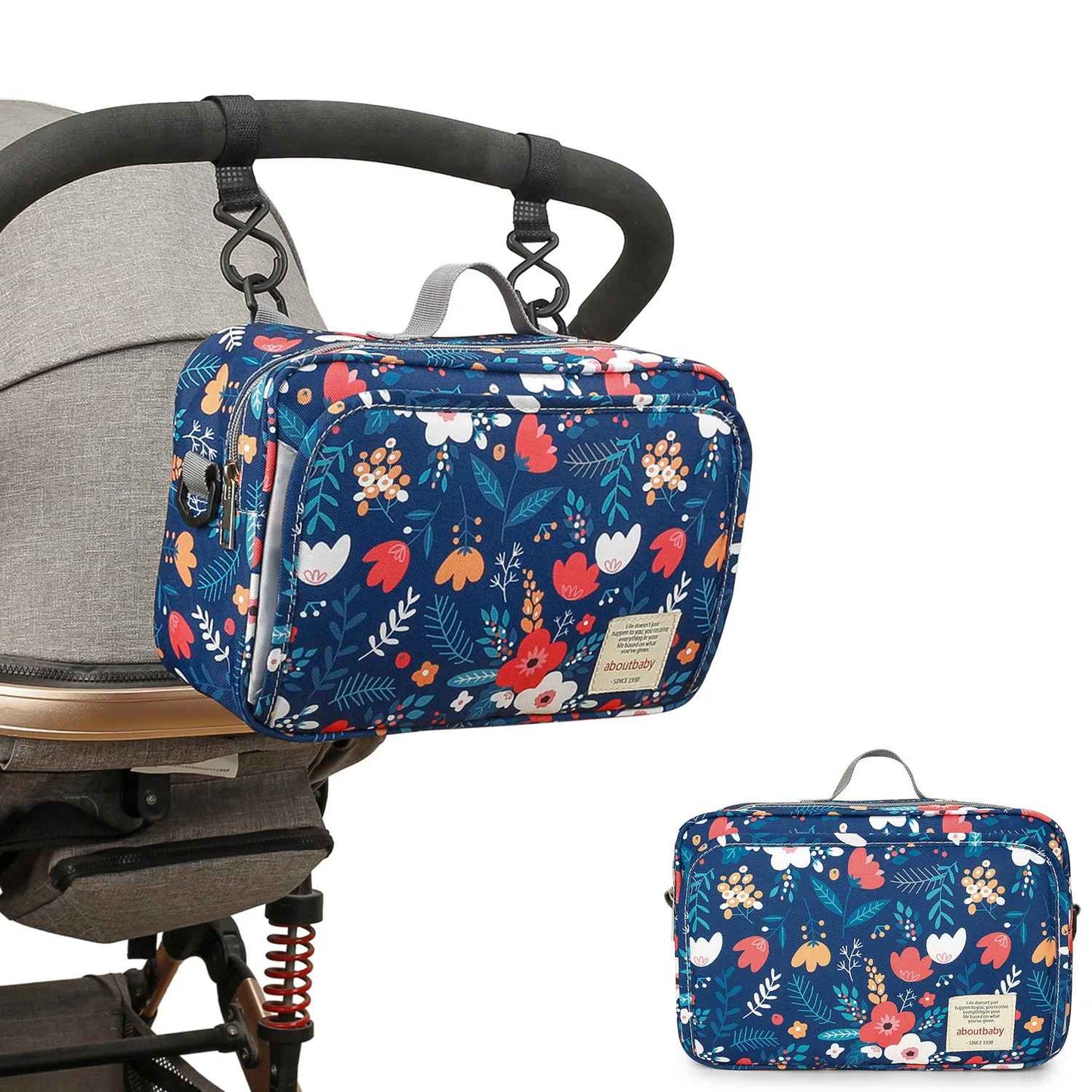 sac a langer bebe chic fleur attaché à la poussette