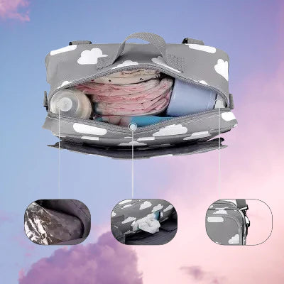 sac à langer chic babybag nuages l'intérieur
