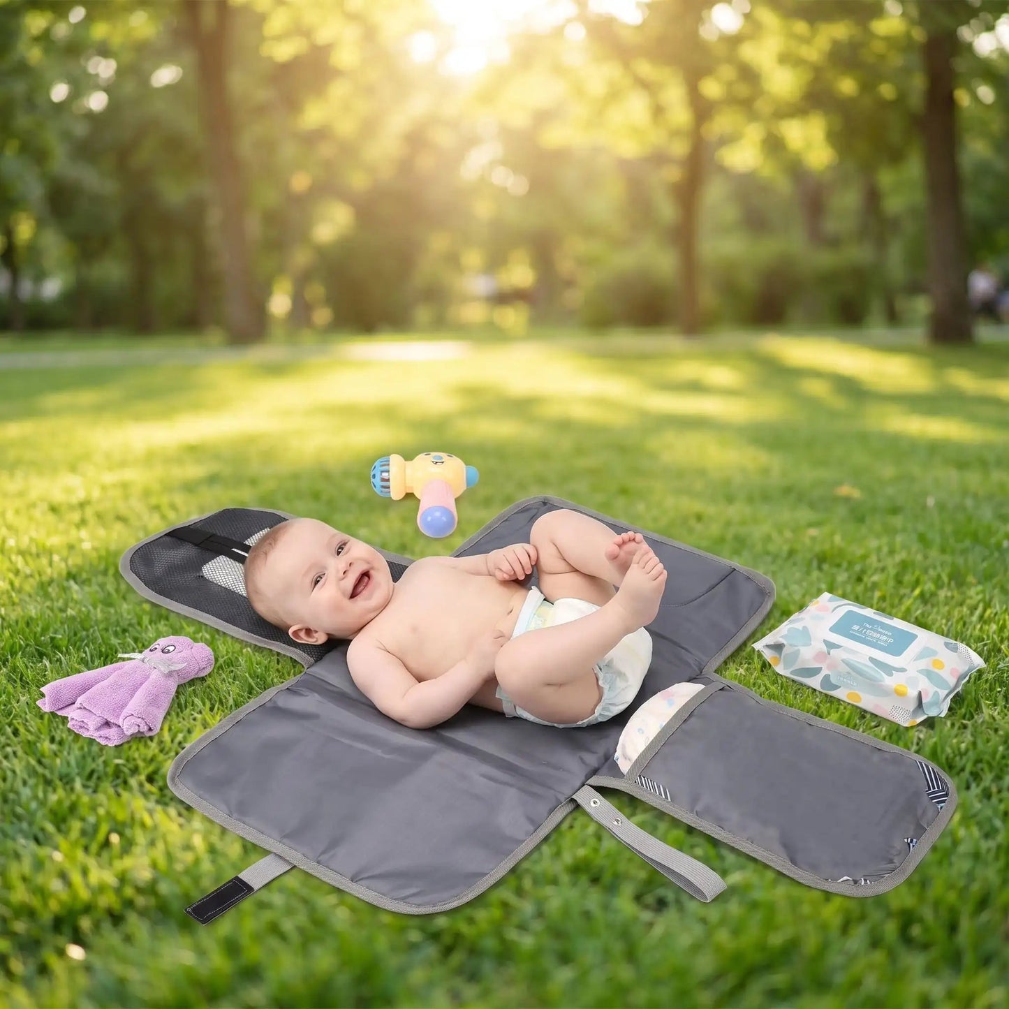 Tapis à langer nomade avec poche | BabyDoux - Havre Bébé