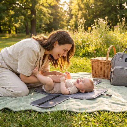 Tapis à langer nomade avec poche | BabyDoux - Havre Bébé