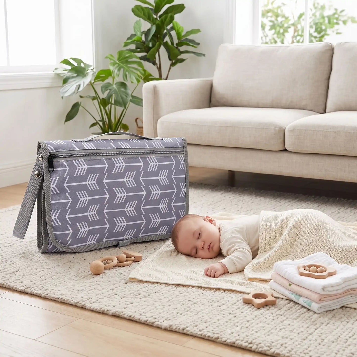 Tapis à langer nomade avec poche | BabyDoux - Havre Bébé