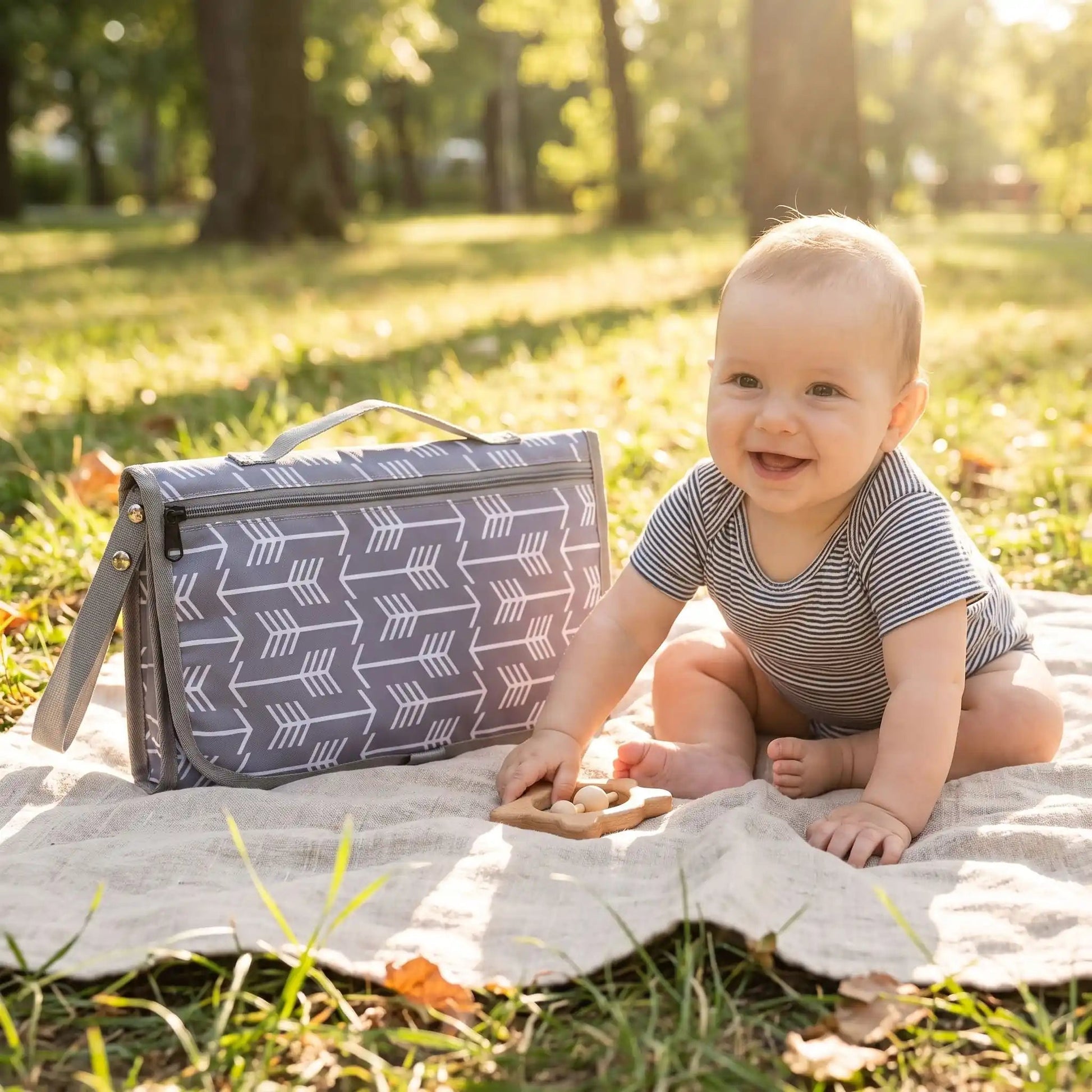 Tapis à langer nomade avec poche | BabyDoux - Havre Bébé