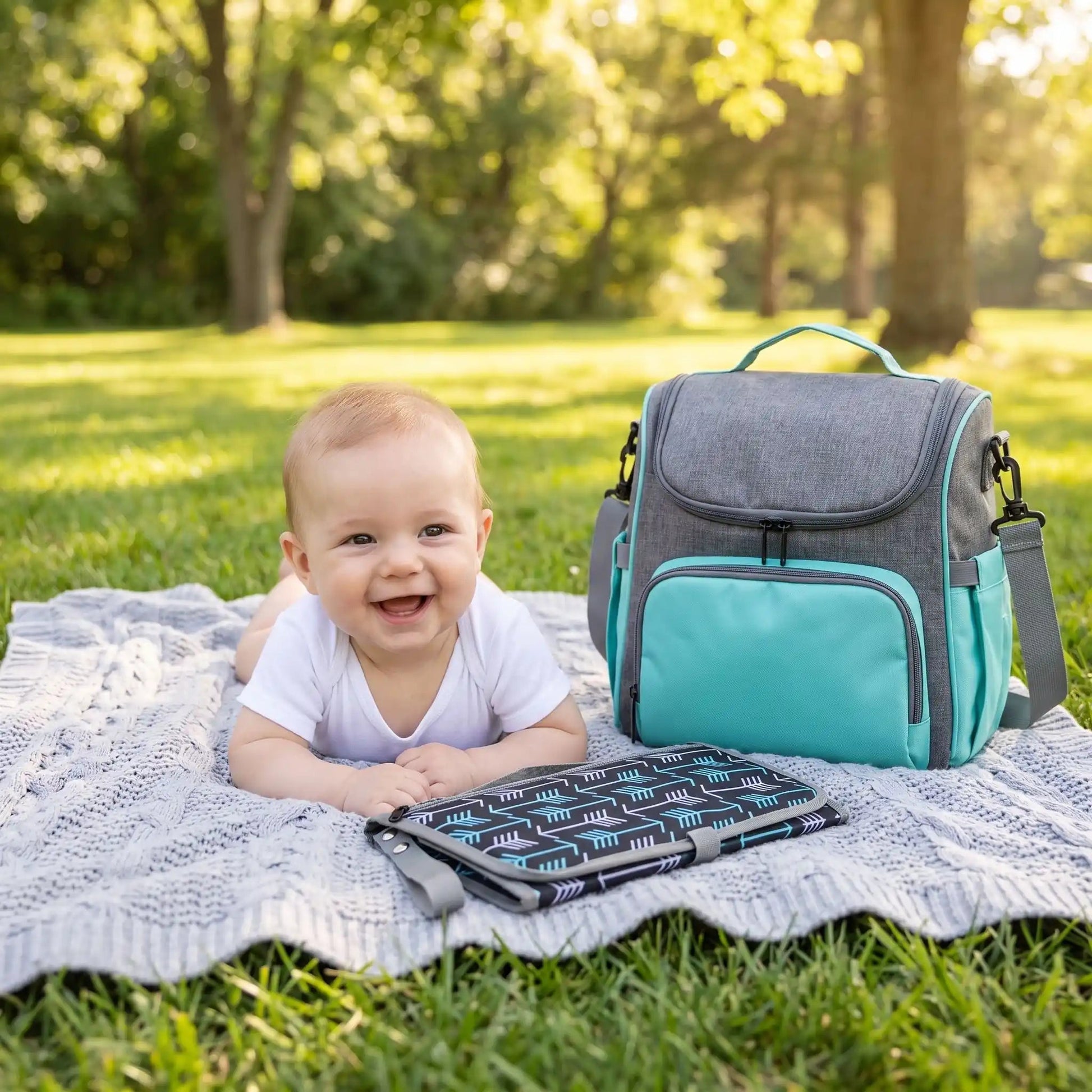 Tapis à langer nomade avec poche | Flèches - Havre Bébé
