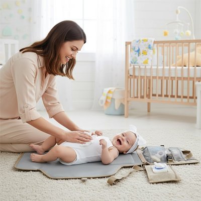 Tapis à langer nomade avec rangement | Hygiénique - Havre Bébé