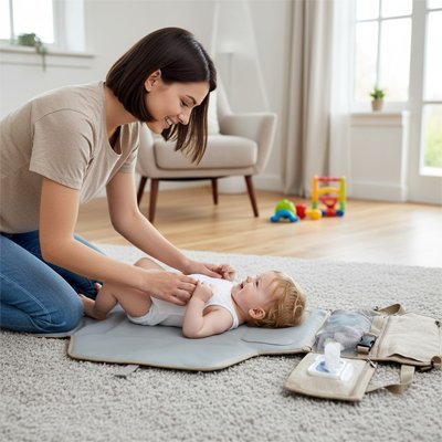 Tapis à langer nomade avec rangement | Hygiénique - Havre Bébé