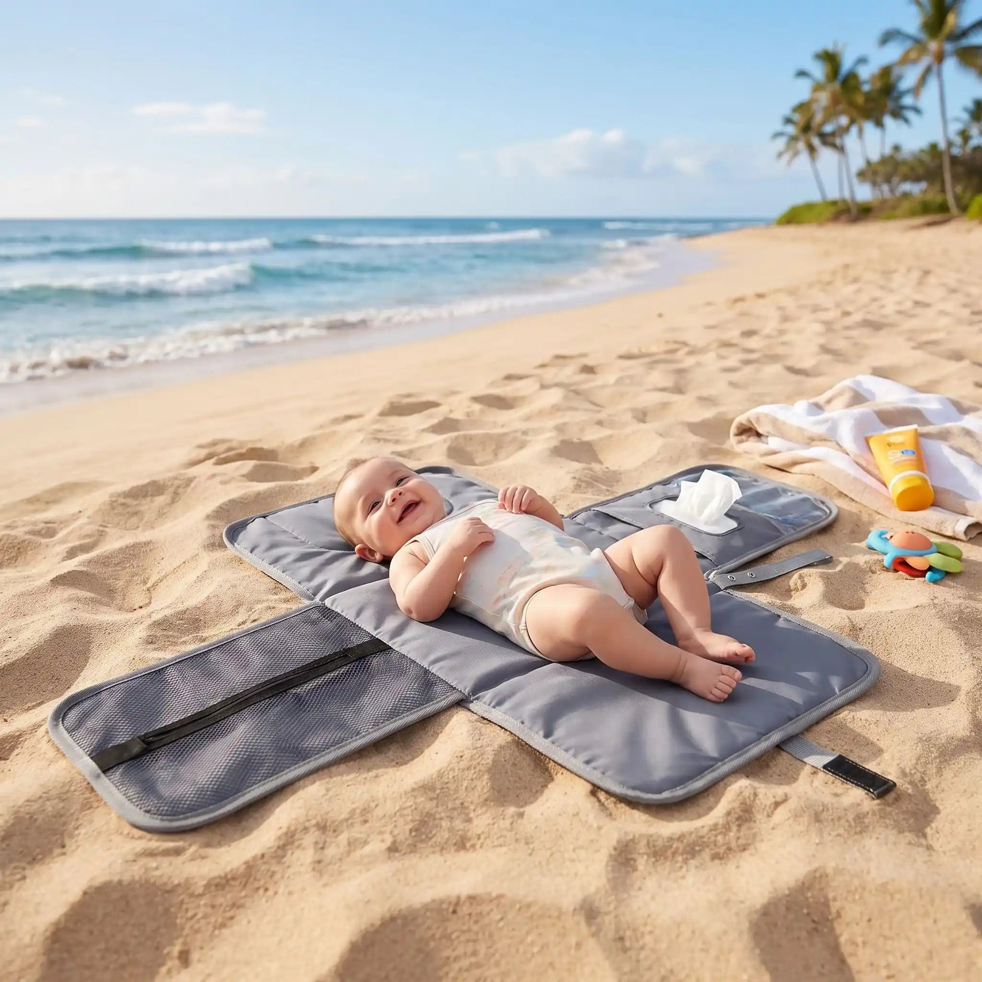 Tapis à langer nomade avec rangement | Léger - Havre Bébé