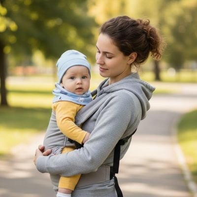 tour de cou bébé sécurisé avec bébé et maman