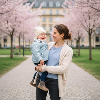 tour de cou enfant doux avec bébé et maman au parc